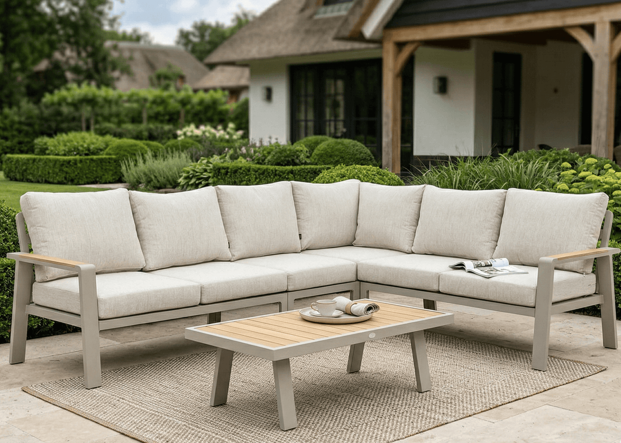 Belito Lotte Loungeset Hoekbank Nr. 1 | Taupe Aluminium | 288 x 220 cm | 6-persoons