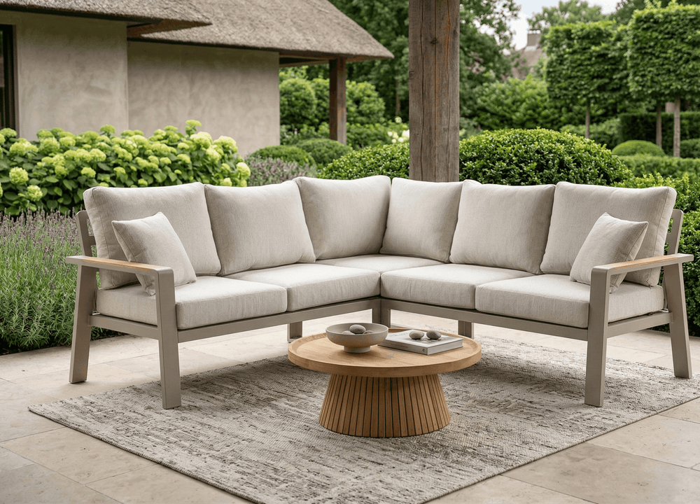 Belito Lotte Loungeset Hoekbank Nr. 8 | Taupe Aluminium | 220 x 220 cm | 5-persoons