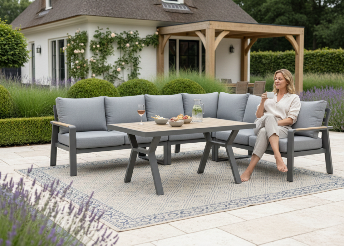 Belito Lotte Loungeset Hoekbank Nr. 4 | Antraciet Aluminium | 288 x 220 cm | 6-persoons