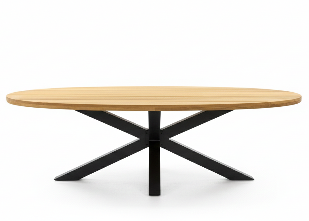 Ovale Teakhouten Tuintafel 240x120cm - Belito Mees Premium