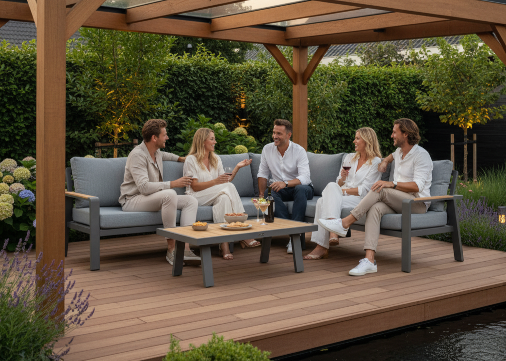 Aluminium Loungeset Hoekbank - Antraciet Frame - 5-delig - Belito Lotte