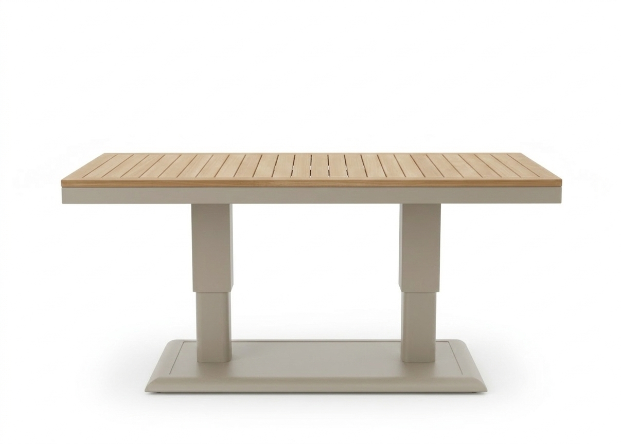 Belito lotte tafel taupe zijaanzicht - tuintafel verstelbaar