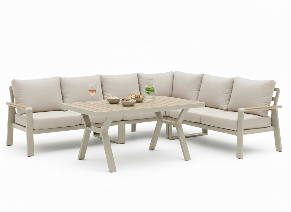 Belito lotte taupe hoekset met hoge tafel