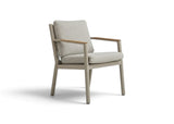 Belito Julia dining stoel taupe aluminium met rope-afwerking en teakhouten armleuning