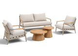 Belito Julia Stoel-Bank Loungeset taupe met Daan tafelset Ø60 en Ø80 cm
