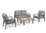 Belito Birmingham Loungeset Nr.11 | Antraciet | 2-zits Bank + 2x Stoel + Koffietafel