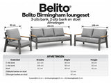 Belito Birmingham Loungeset Nr.4 | Antraciet | 3-zits + 2-zits Bank + Stoel | 6 Personen