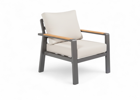 Birmingham stoel antraciet lichte kussens