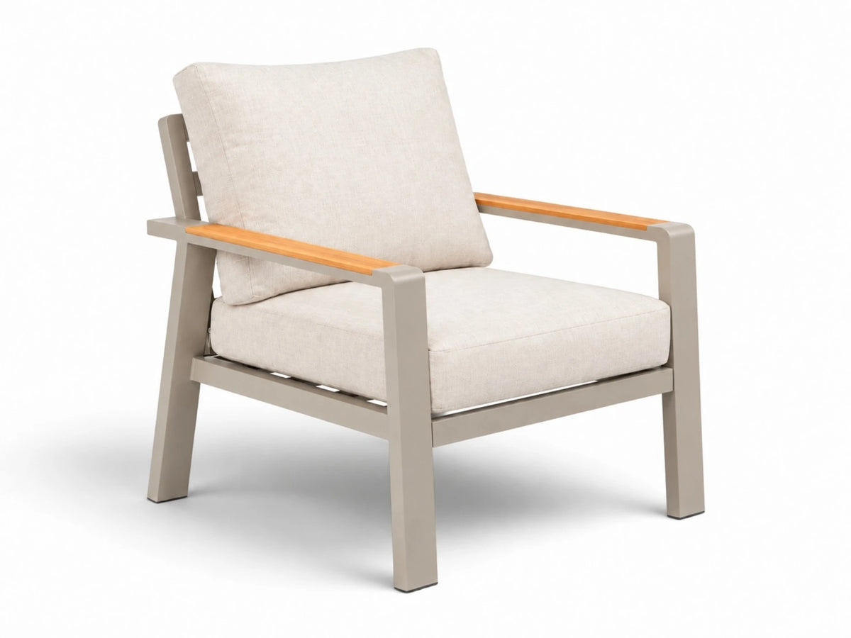 Belito Birmingham loungestoel, taupe aluminium