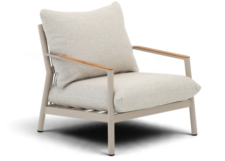 Belito Julia Loungestoel | Taupe | Aluminium & Rope | Teak Leuning