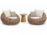 Apple Bee Cocoon Stoelenset + Daan Tafel | 2 Loungestoelen & Daan Salontafel 45 cm | Mokka Wicker