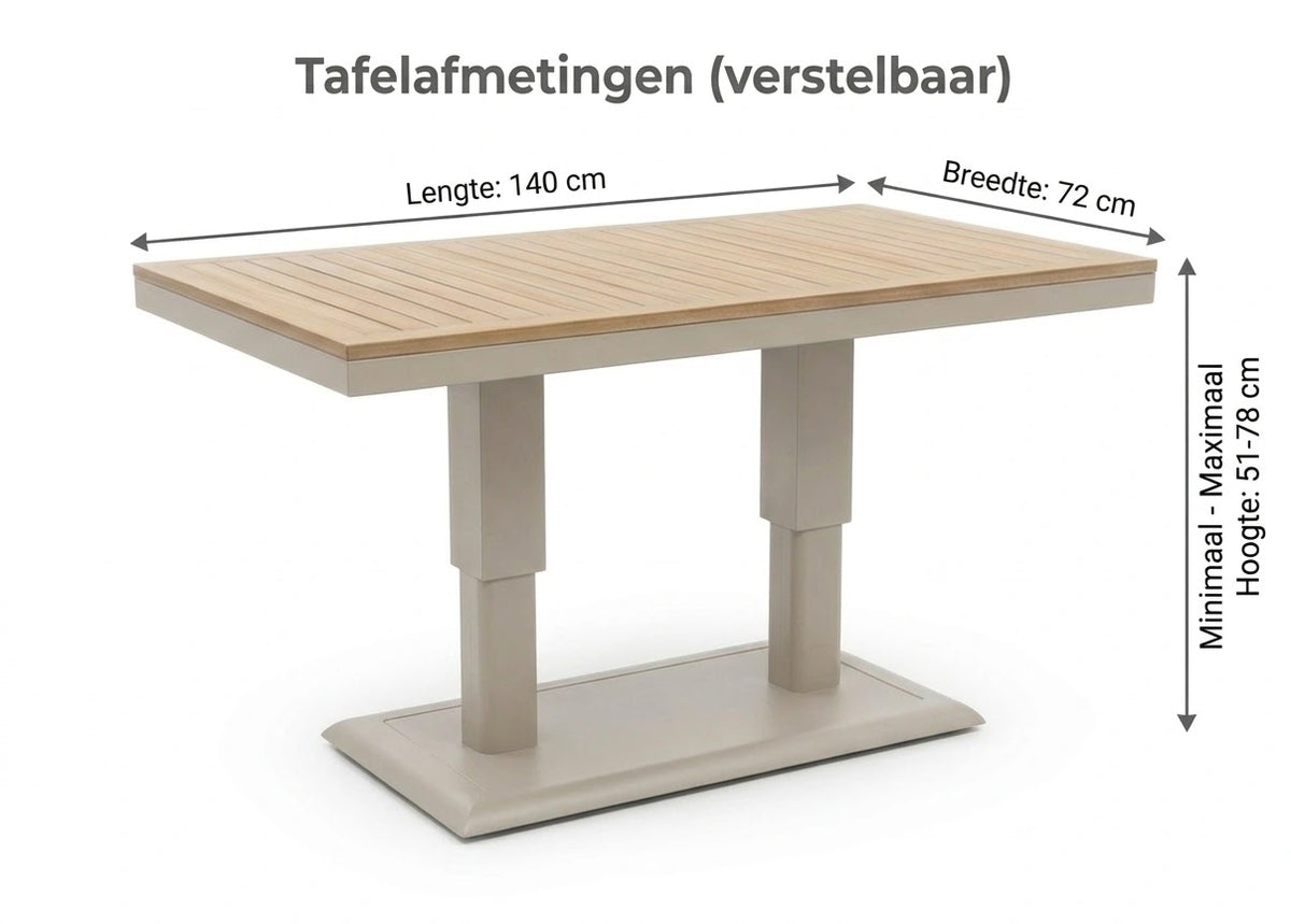 Belito Lotte Tafel - Taupe - Hoog - Verstelbaar - 140 x 76 cm