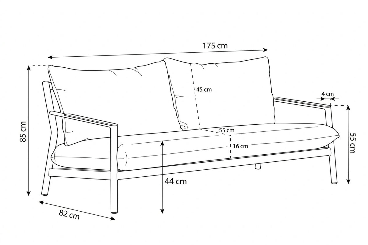 Belito Julia Loungebank 175 cm | Taupe | Aluminium & Rope