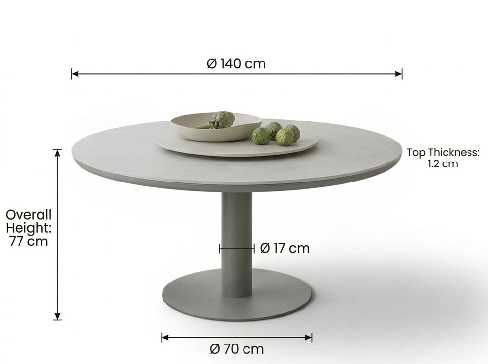 Apple Bee Melville Dining Tafel | Ø 140 cm | Sintered Stone Grey | Taupe Onderstel