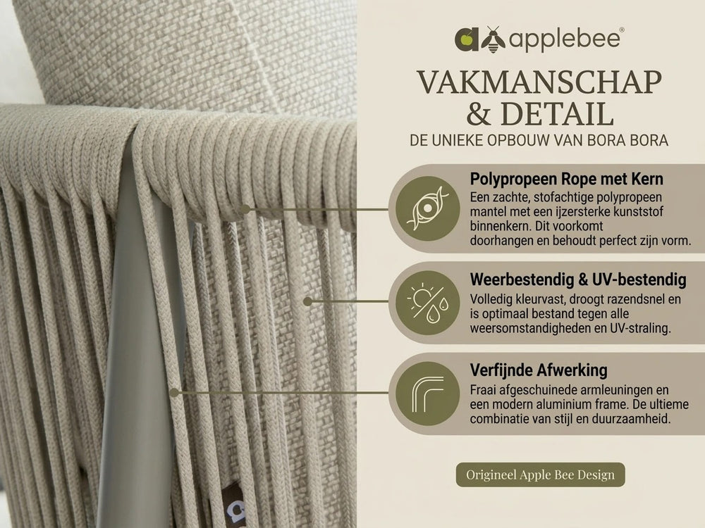 Apple Bee Bora Bora Loungeset 4-delig Nr. 2 | Taupe Rope & Keramiek