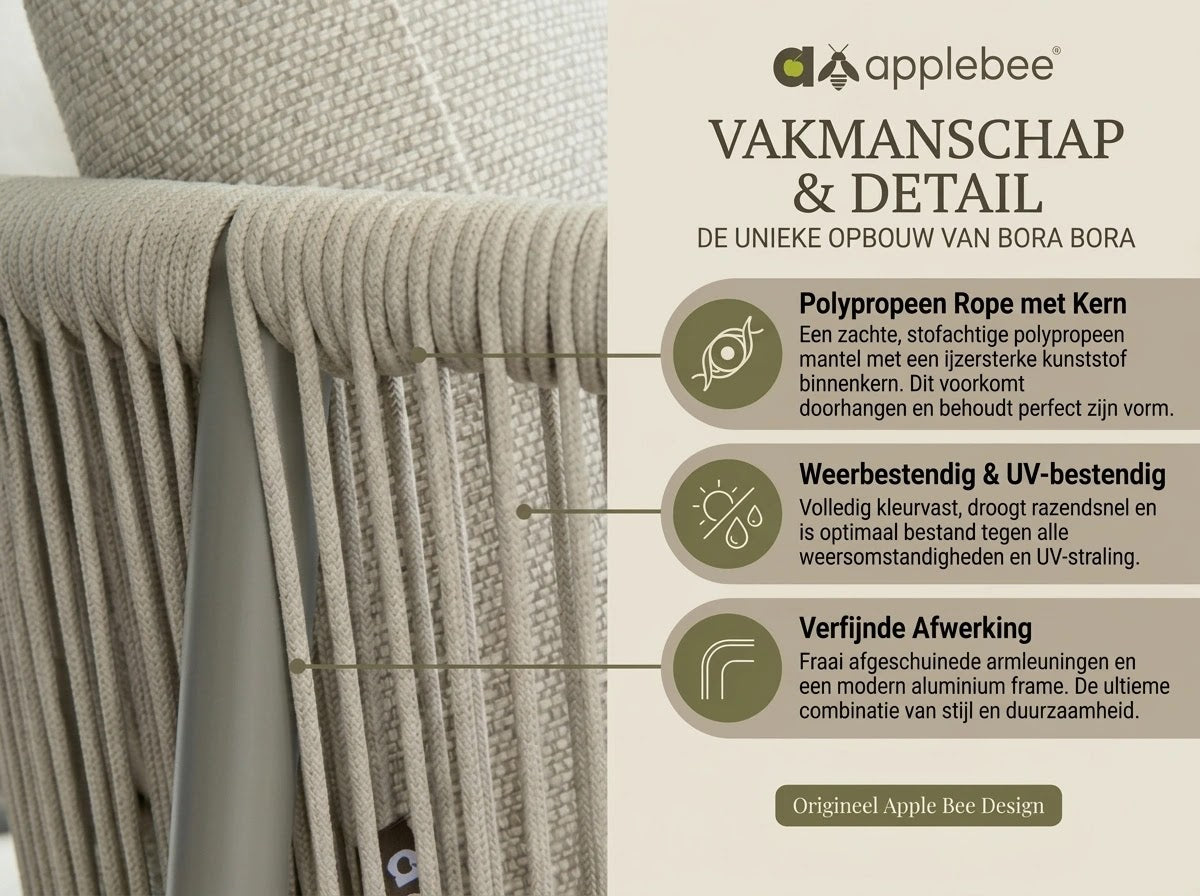 Apple Bee Bora Bora Loungeset 3-delig Nr. 3 | Taupe Rope | Zonder Tafels