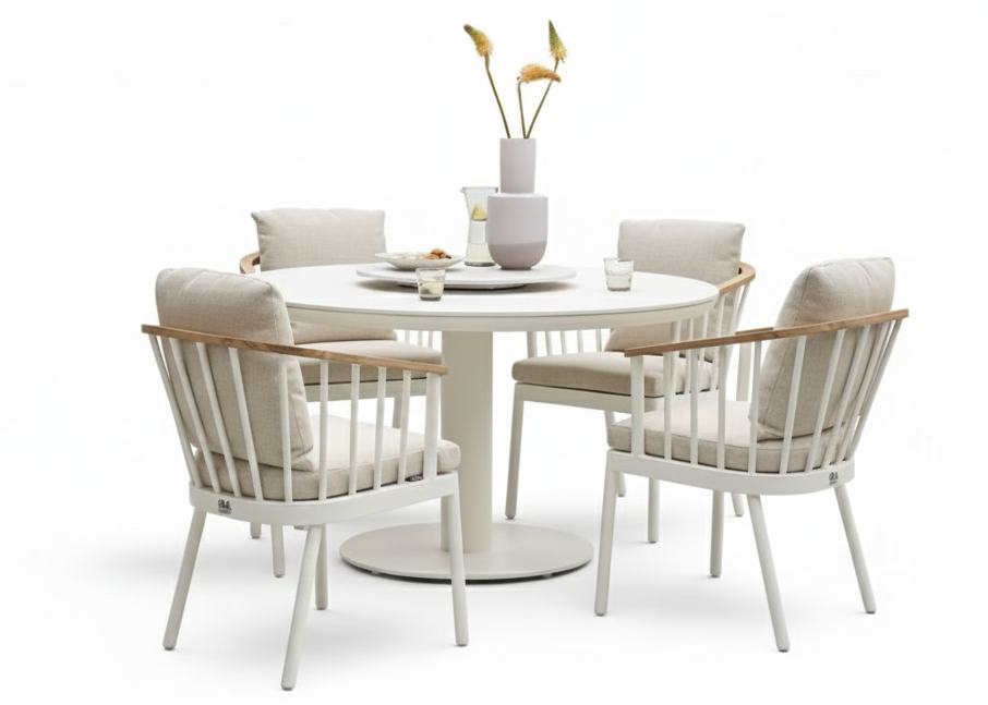 Apple Bee Condor Dining Tuinset Ø 140 cm | 5-delig | Oyster