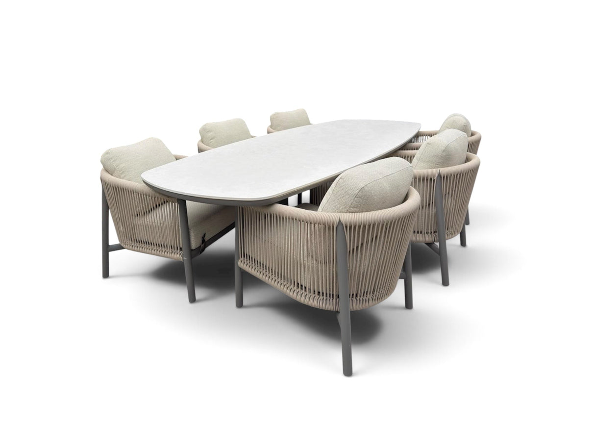 Apple Bee Bora Bora | Melville Low Dining set | Sintered Stone 280cm | 7 Delig