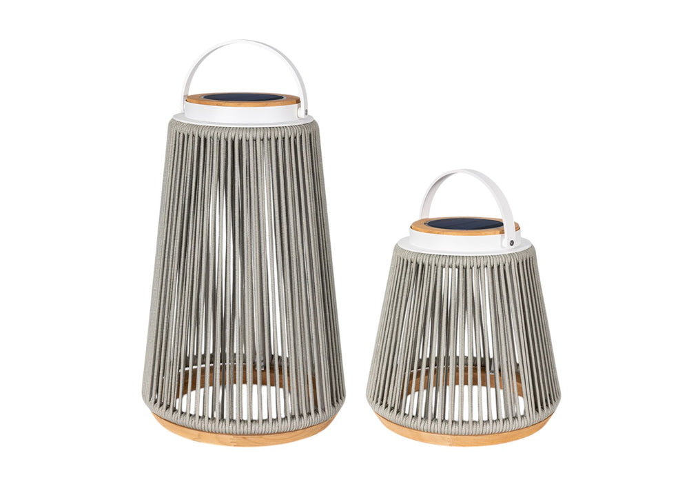 Rocca sfeerlamp tuin solar - aluminium - Rope - light grey - set