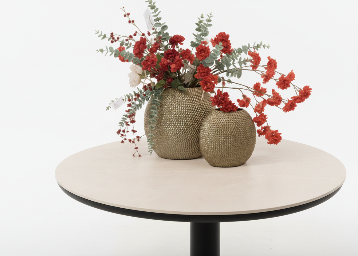 Apple Bee Melville dining tafel Ø140cm Sintered Stone - Black