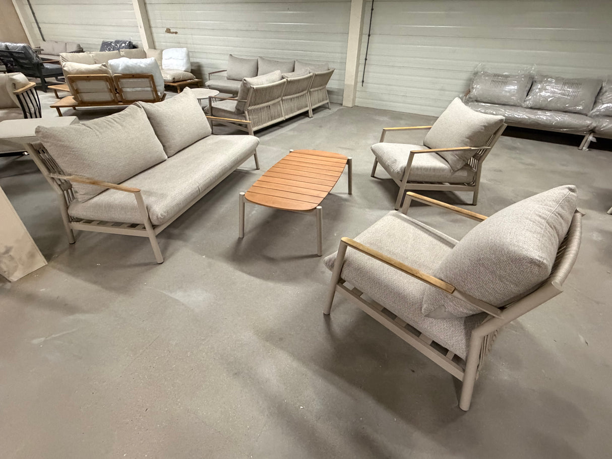 Belito Julia Stoel-Bank Loungeset 4-delig | Taupe | Rope & Aluminium | Demomodel