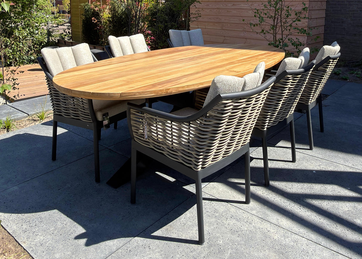 Apple Bee Milou Tuinset 6 persoons - 240 cm Ovaal - Aluminium