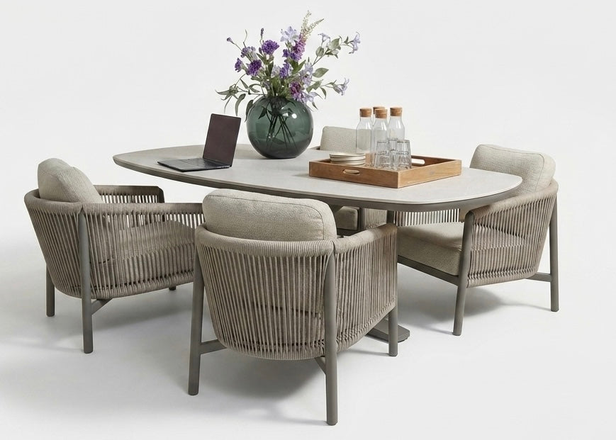 Apple Bee Bora Bora | Zanzibar Low Dining set | Sintered Stone 220cm | 5 Delig