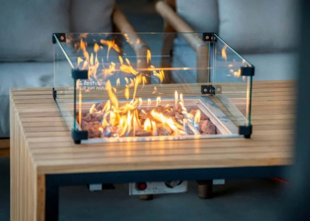 Easyfires Mida Vuurtafel 120 x 75 cm – Zwart - Inclusief Glasset en Beschermhoes