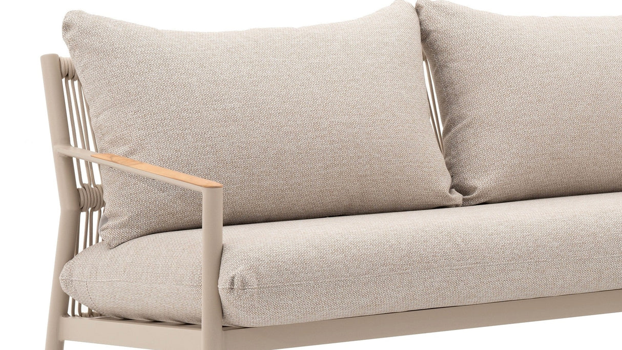 Belito Julia Loungeset 4-delig | 258 x 258 cm | Taupe Rope & Aluminium | Met Aluminium Koffietafel
