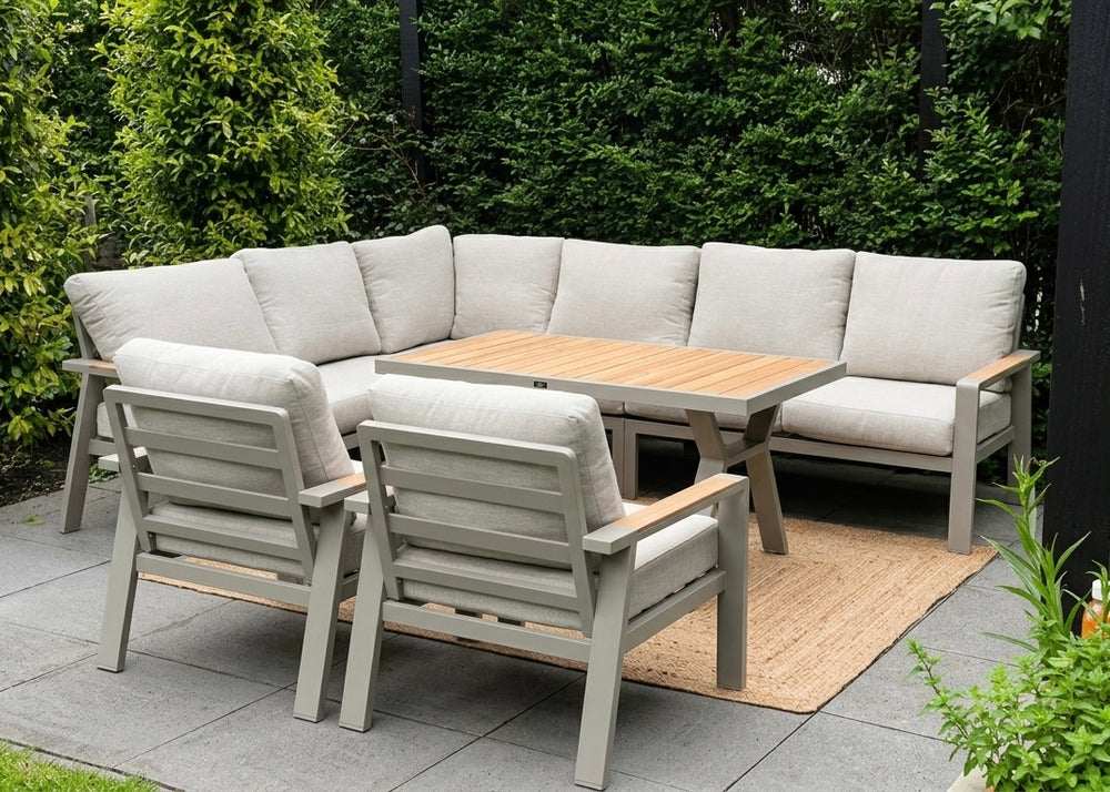 Belito Lotte Loungeset Hoekbank Nr. 4 | Taupe Aluminium | 288 x 220 cm | 6-persoons