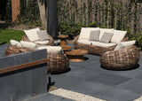 Apple Bee Cocoon Loungeset 5-delig | Belito Daan Tafels Ø 60 & 80 cm | Mokka/Teak