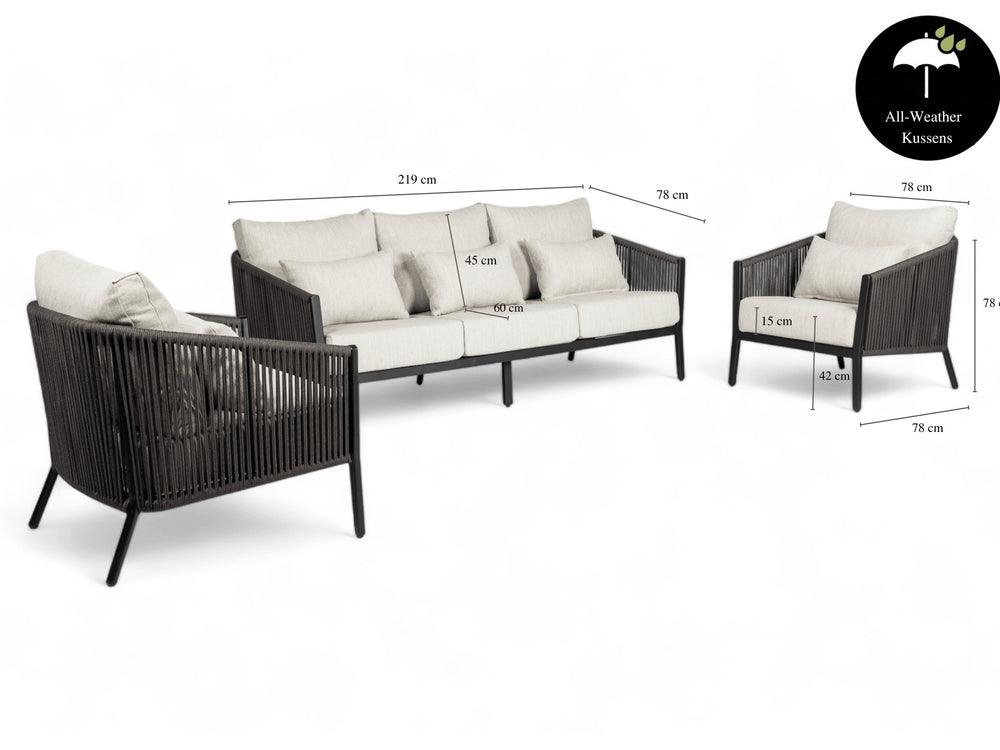 Belito® Ouddorp Loungeset - All-Weather - 3-delig- Nr.4