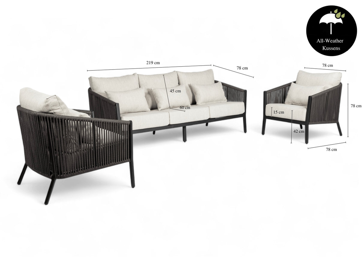 Belito® Ouddorp Loungeset - All-Weather - 3-delig- Nr.4