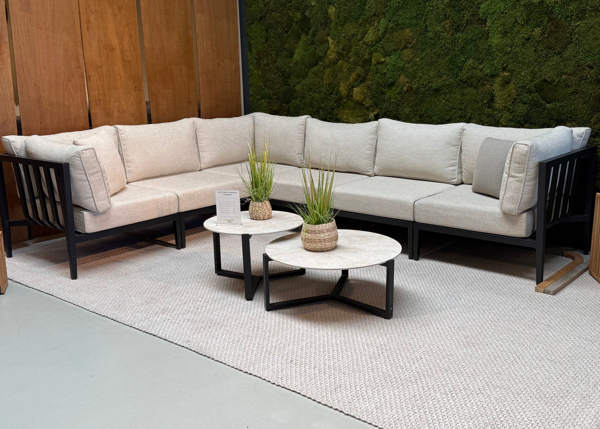 Apple Bee Monaco Lounge Koffietafel | Ø 60cm | Sintered Stone | Zwart Aluminium