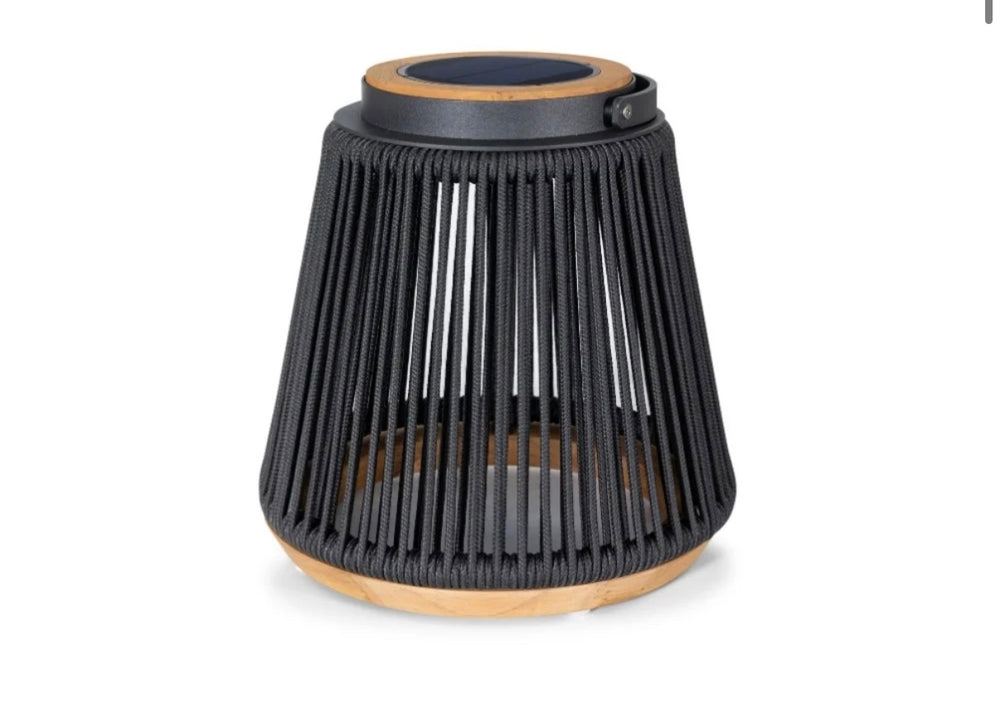 Rocca sfeerlamp tuin solar - aluminium - teakhout - antraciet - set