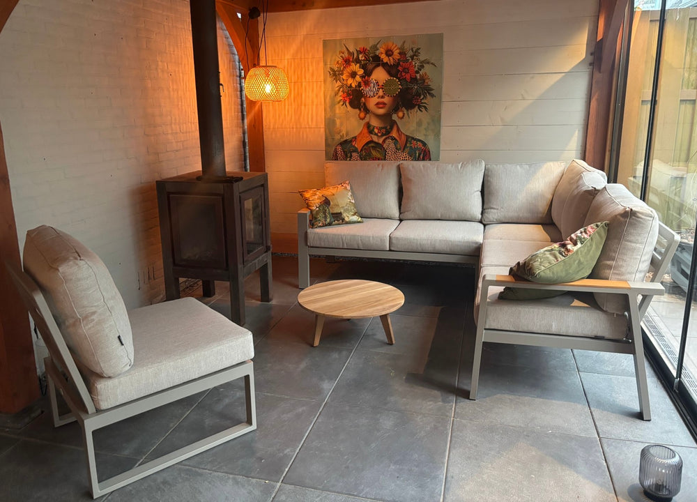 Aluminium Loungeset Hoekbank - Taupe Frame - 3 delig - Belito Lotte