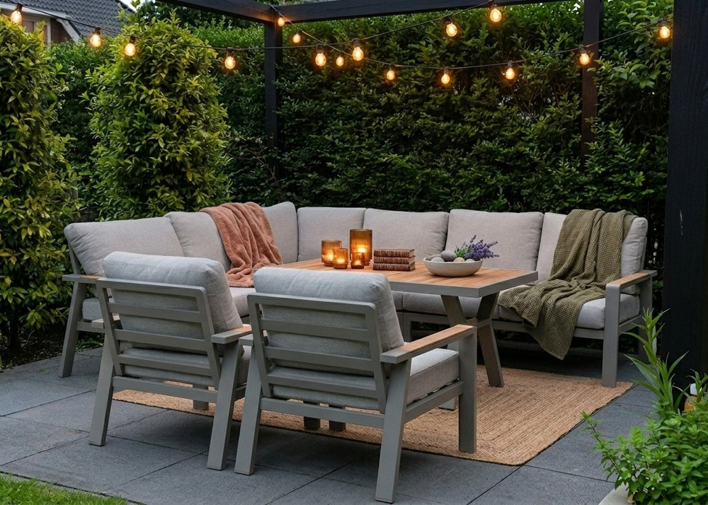 Belito Lotte Loungeset Hoekbank Nr. 6 | Taupe Aluminium | 288 x 220 cm | 7-persoons