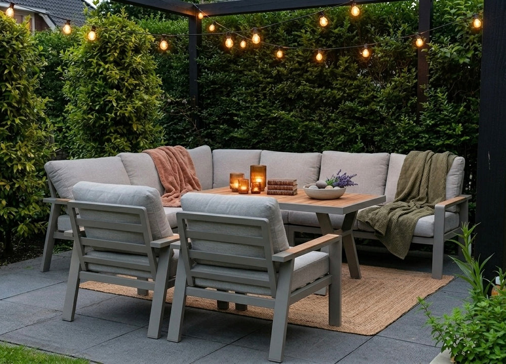 Belito Lotte Loungeset Hoekbank Nr. 2 | Taupe Aluminium | 288 x 220 cm | 6-persoons