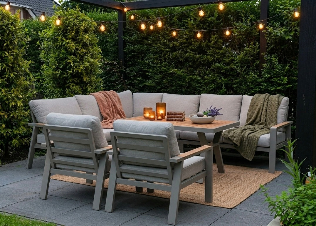 Belito Lotte Loungeset Hoekbank Nr. 2 | Taupe Aluminium | 288 x 220 cm | 6-persoons