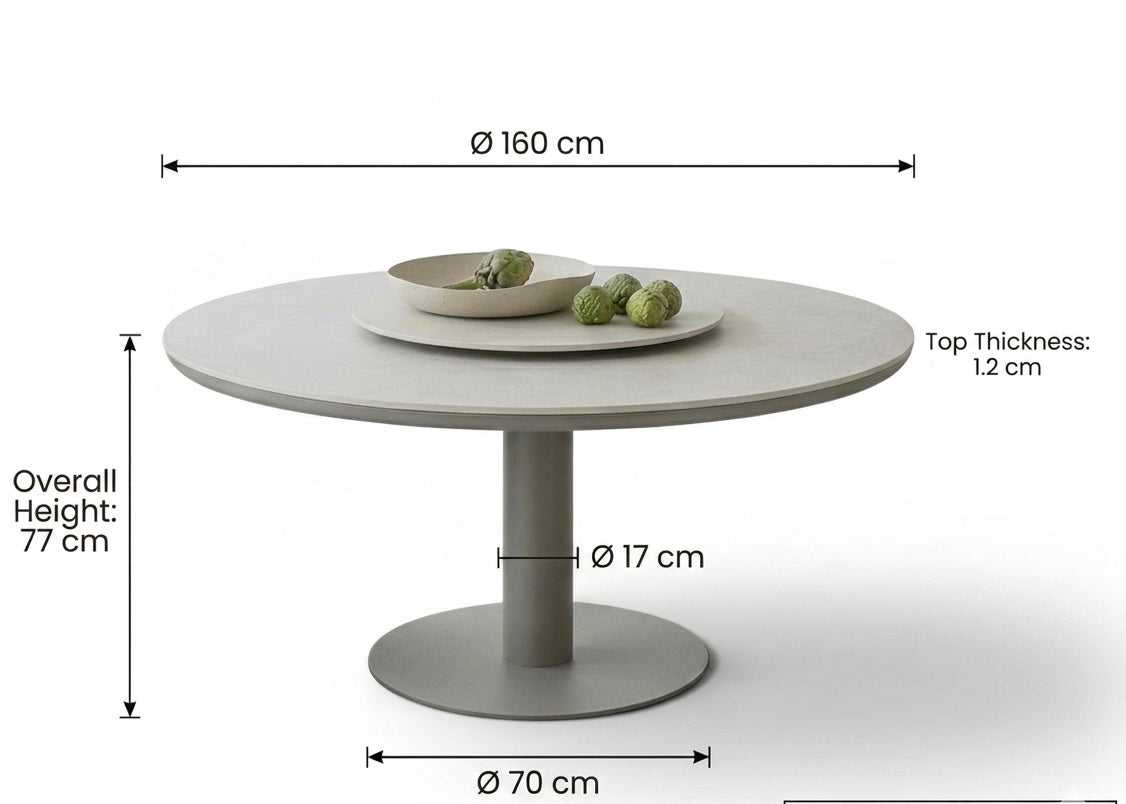 Apple Bee Melville dining tafel Ø160cm Sintered Stone - Grey