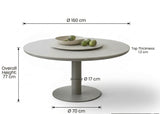 Apple Bee Melville dining tafel Ø160cm Sintered Stone - Grey