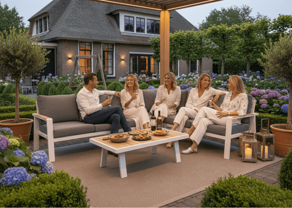 Aluminium Loungeset Hoekbank - Wit Frame - 6-Persoons - Belito Lotte