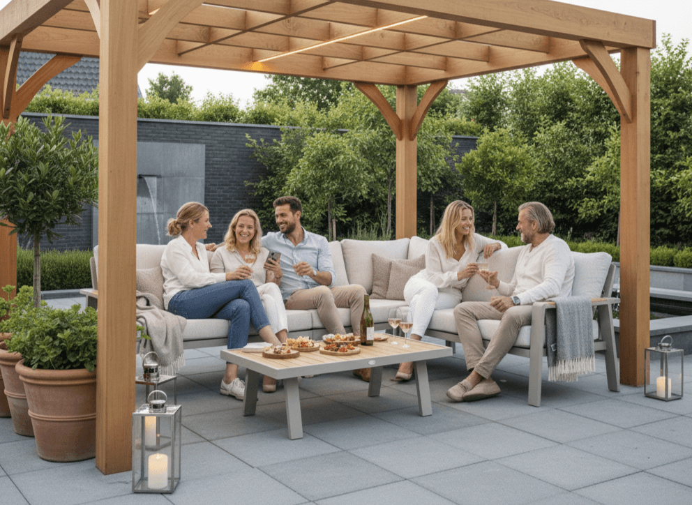 Aluminium Loungeset Hoekbank - Taupe Frame - 6-Persoons - Belito Lotte 5-delig