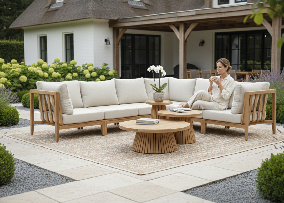 Belito Daan Teakhouten Hoek Loungeset 6 Persoons - Nr. 2 - Links lang