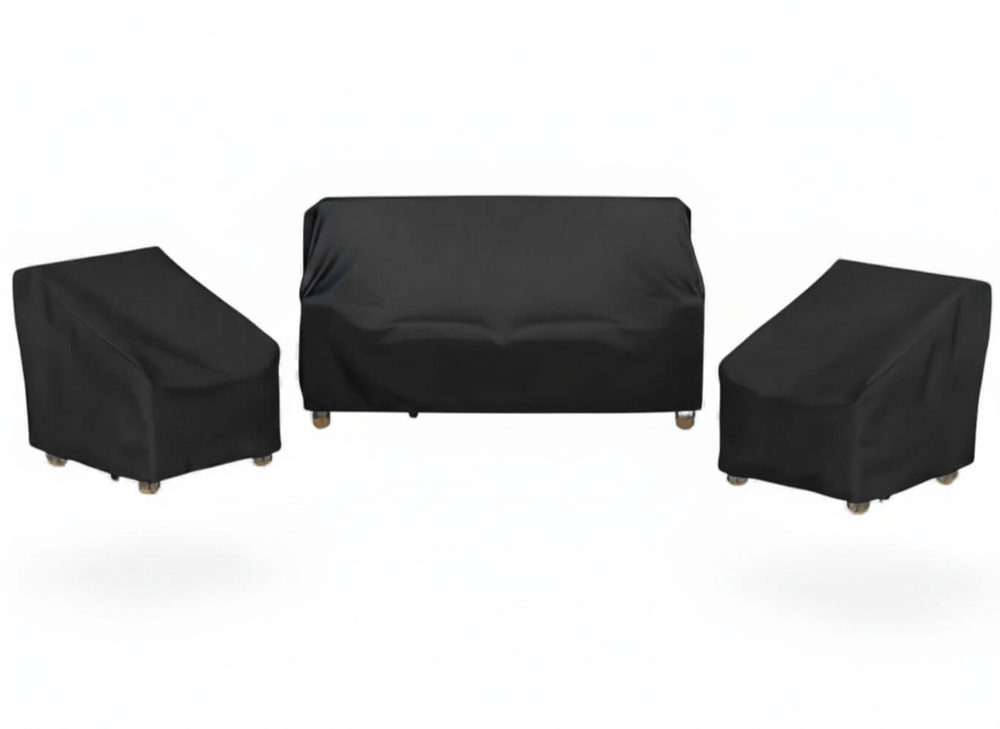 Stoel-bank Hoezenpakket 3-delig - Zwart