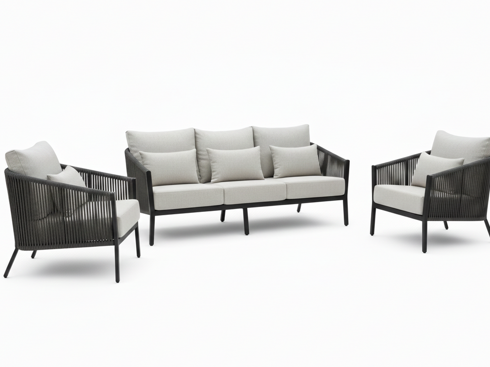 Belito® Ouddorp Aluminium Stoel-Bank Loungeset - Rope - All-Weather - 3-delig- Nr.4