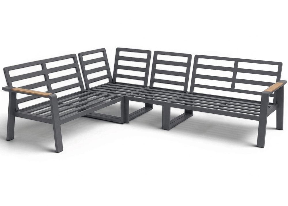 Belito Lotte Loungeset Hoekbank Nr. 4 | 288 x 220 cm | Met Vaste Diningtafel | Antraciet | Lichte Kussens