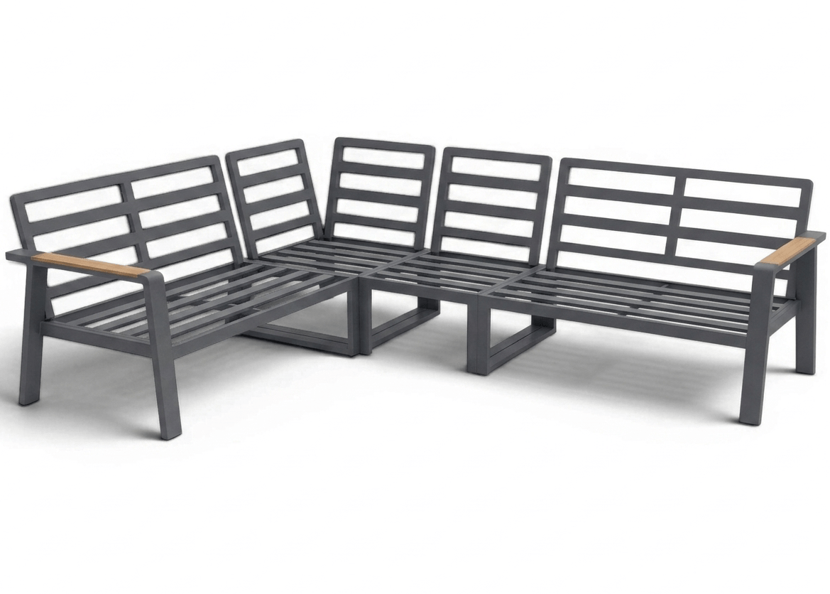 Belito Lotte Loungeset Hoekbank Nr. 4 | 288 x 220 cm | Met Vaste Diningtafel | Antraciet | Lichte Kussens