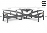 Belito Lotte Loungeset Hoekbank Nr. 2 | Antraciet Aluminium | 288 x 220 cm | 6-persoons | Lichte Kussens