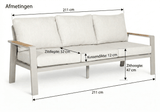 Belito Birmingham Tuinbank - Taupe Aluminium - 211 cm - 3-persoons